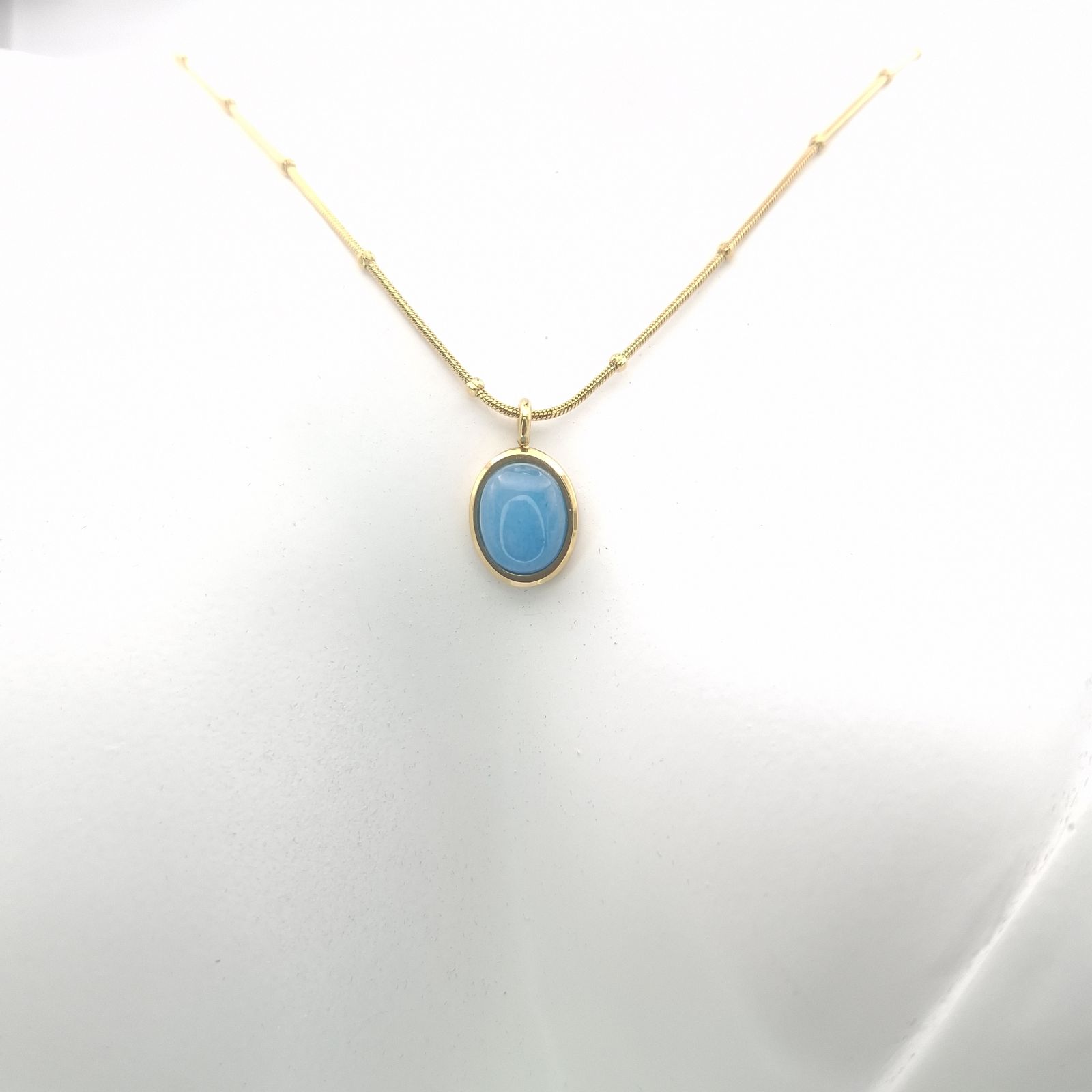 Aquamarine - Ακουαμαρίνα, Μενταγιόν Χρυσή Αλυσίδα stainless steel - φωτογραφία 3