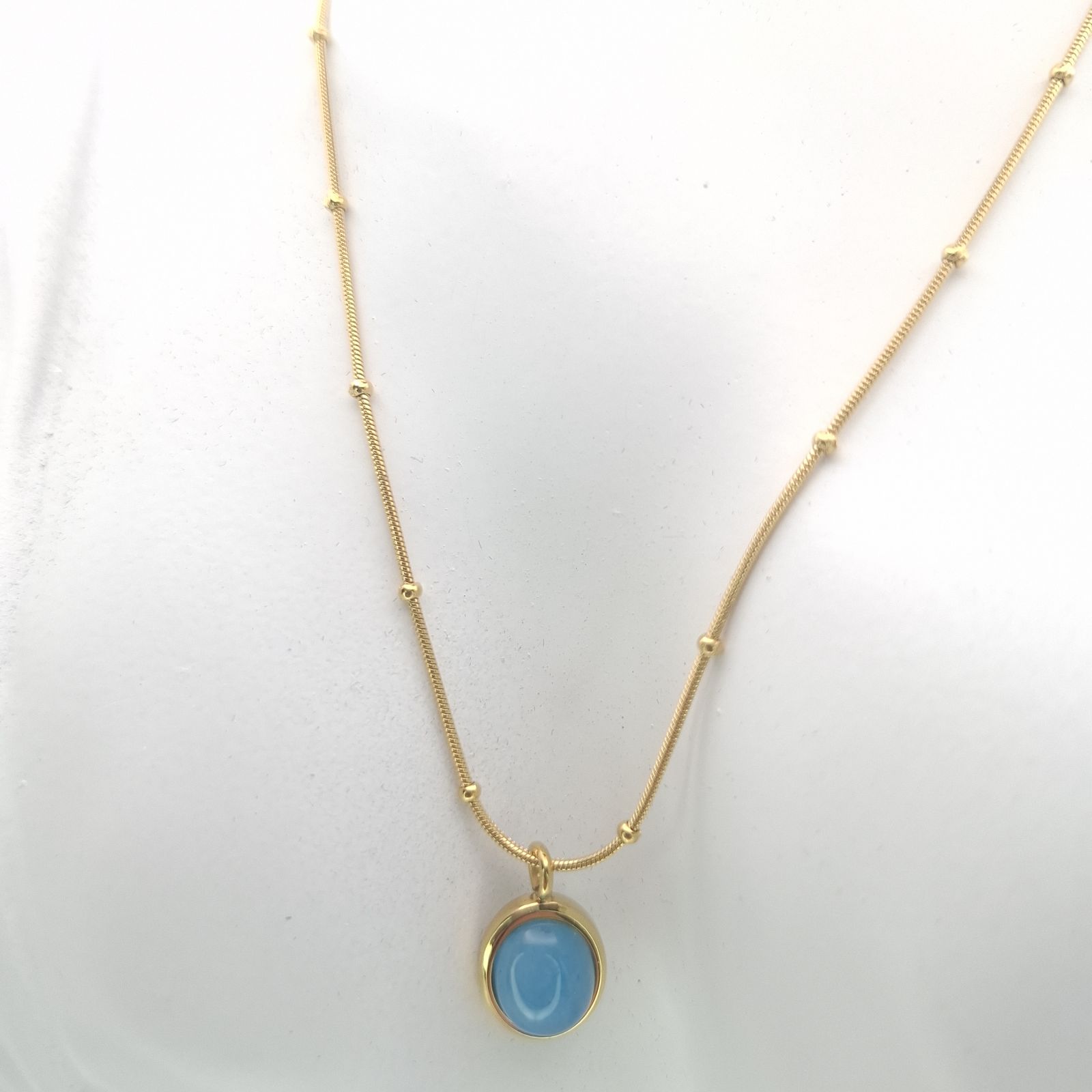 Aquamarine - Ακουαμαρίνα, Μενταγιόν Χρυσή Αλυσίδα stainless steel - φωτογραφία 2