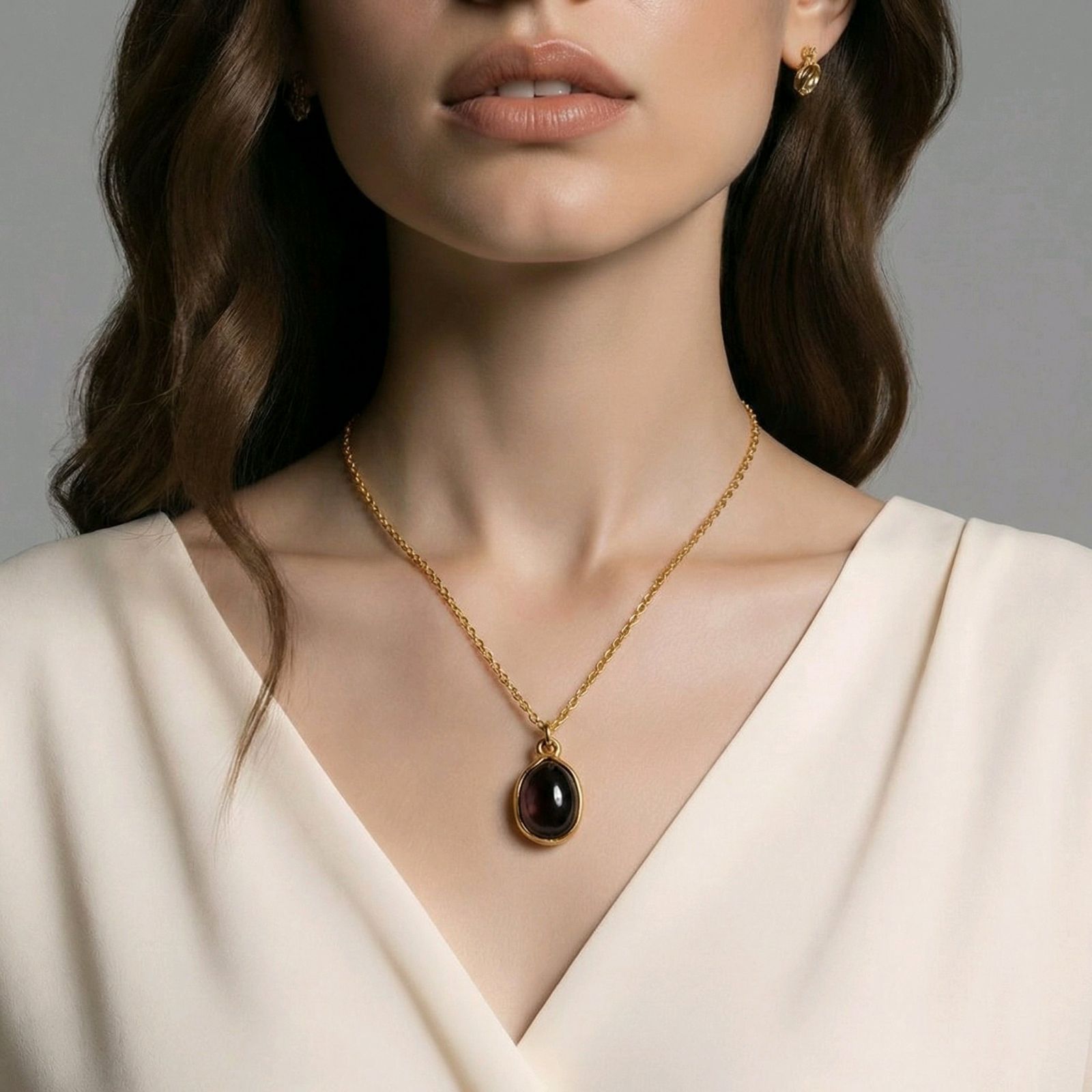 Αμέθυστος, Μενταγιόν Χρυσή Αλυσίδα stainless steel - φωτογραφία 2