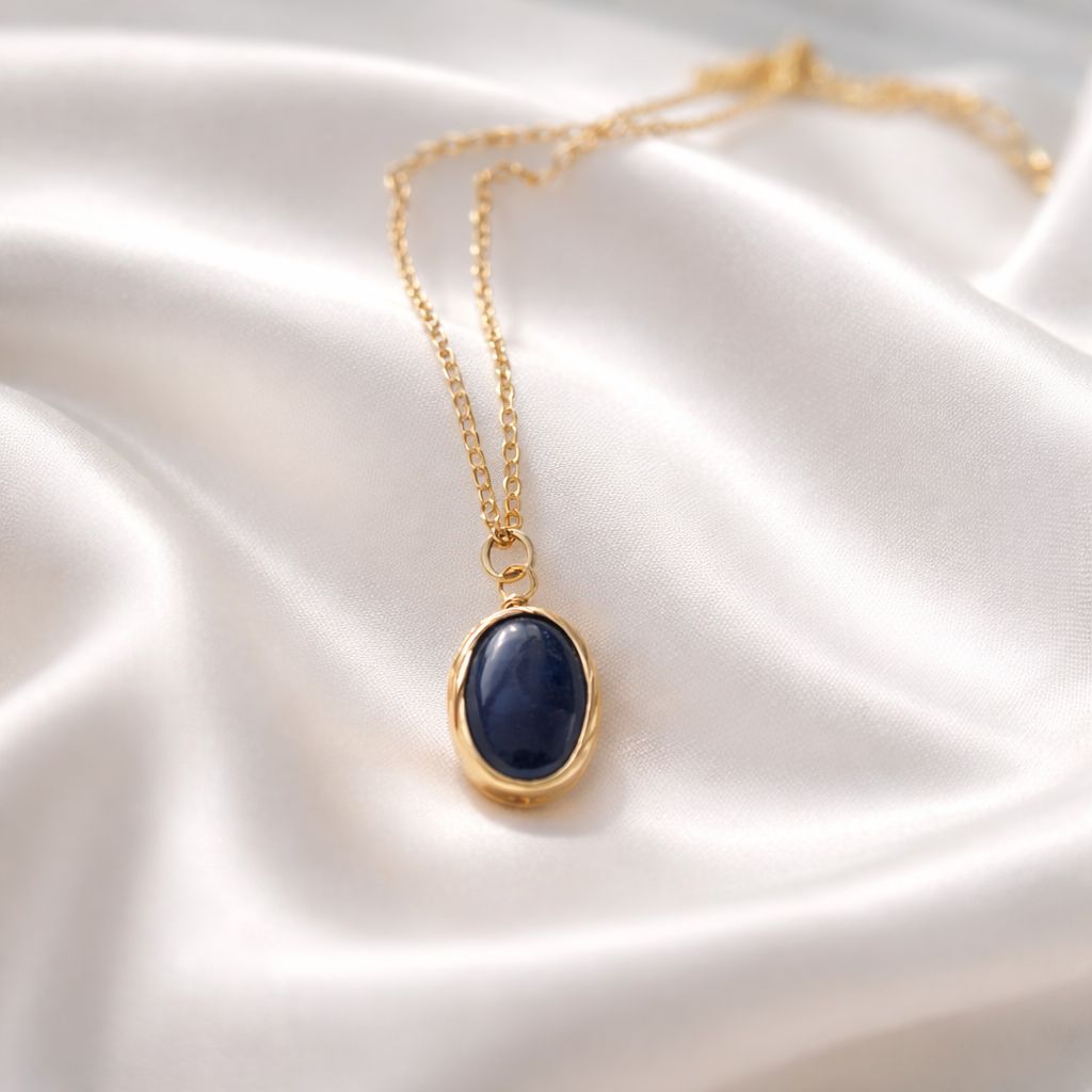 Κολιέ με μενταγιόν, Lapis Lazuli Ορείχαλκος, oval μικρό. - φωτογραφία 2