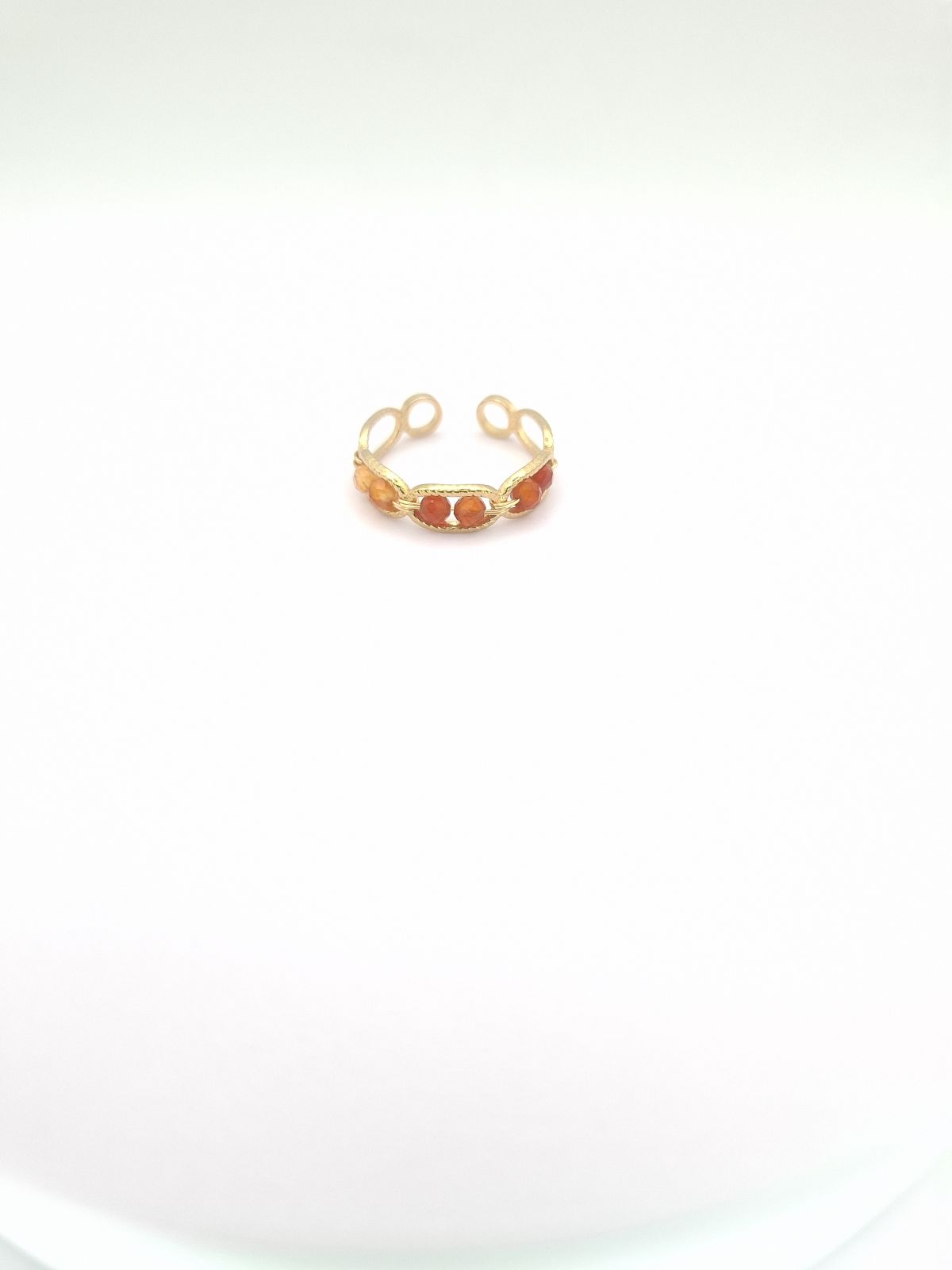 Καρνεόλη - Carnelian, Δαχτυλίδι Χάντρες Χρυσό - φωτογραφία 3