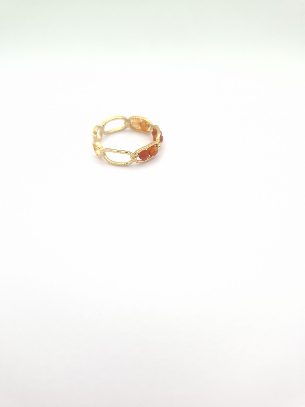 Καρνεόλη - Carnelian, Δαχτυλίδι Χάντρες Χρυσό - φωτογραφία 2