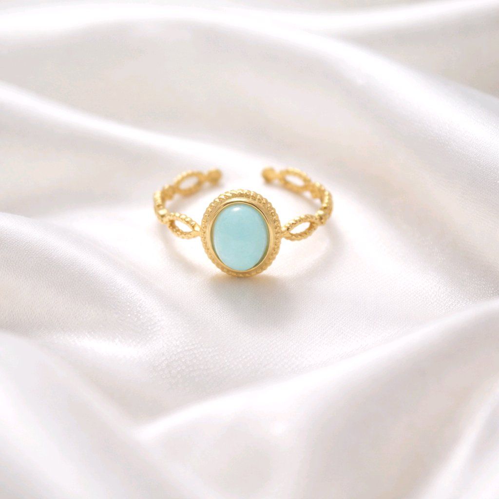 Αμαζονίτης - Amazonite, Δαχτυλίδι Λεπτή Πλέξη μικρό ρυθμιζόμενο.
