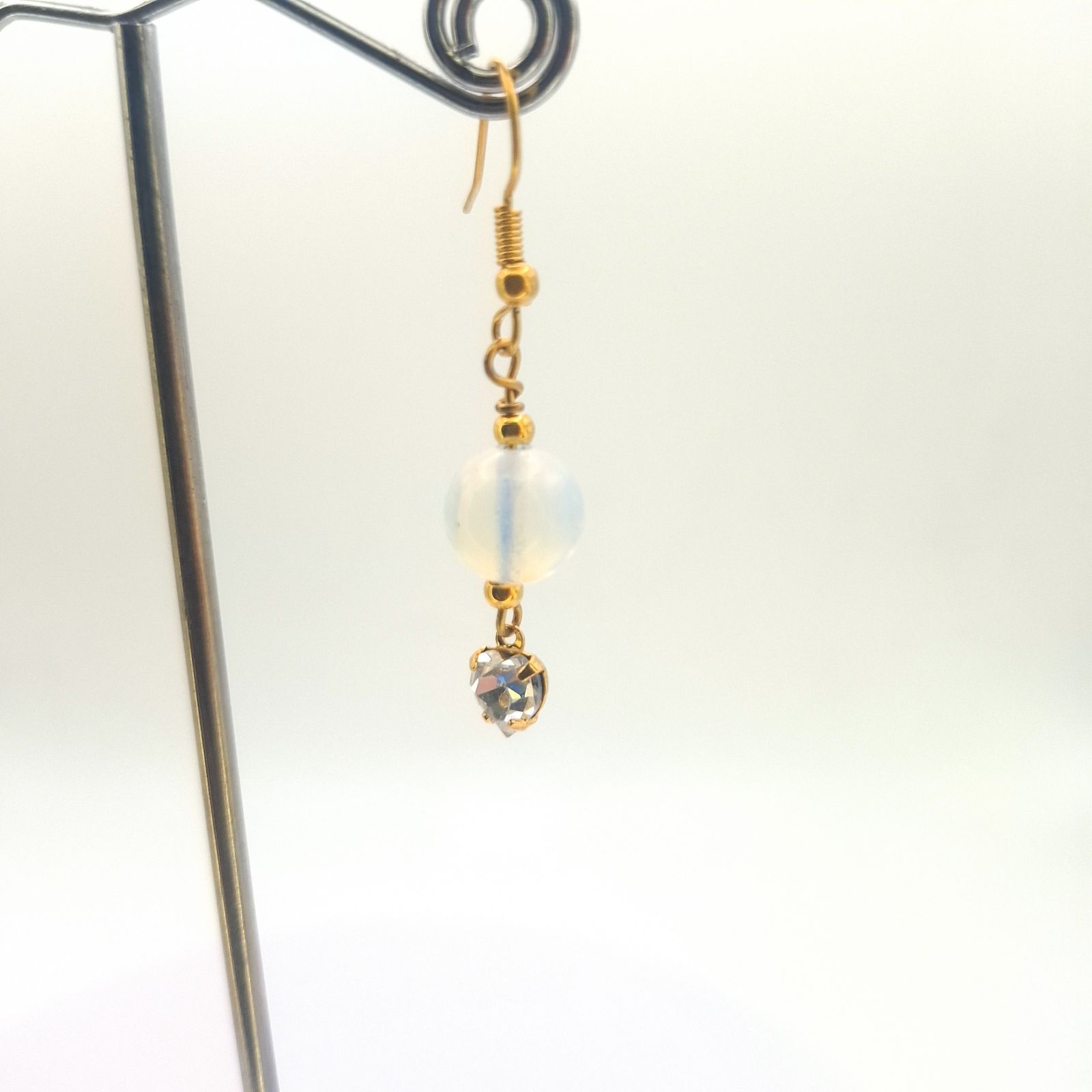 Σκουλαρίκια - Φεγγαρόπτερα με καρδούλα Swarovski - φωτογραφία 2