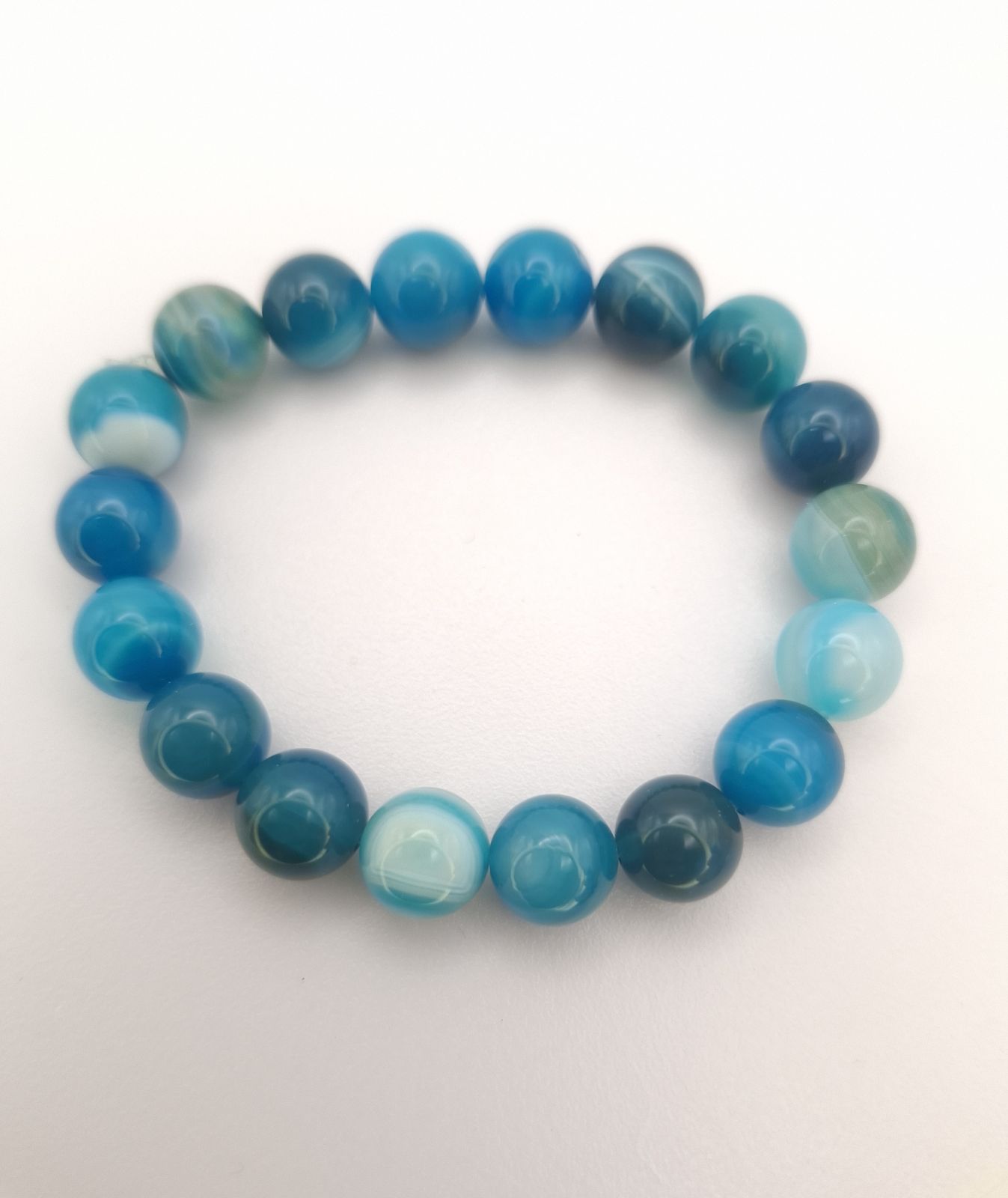 Μπλε Δαντελωτός Αχάτης - Blue Lace Agate, Βραχιόλι - φωτογραφία 2