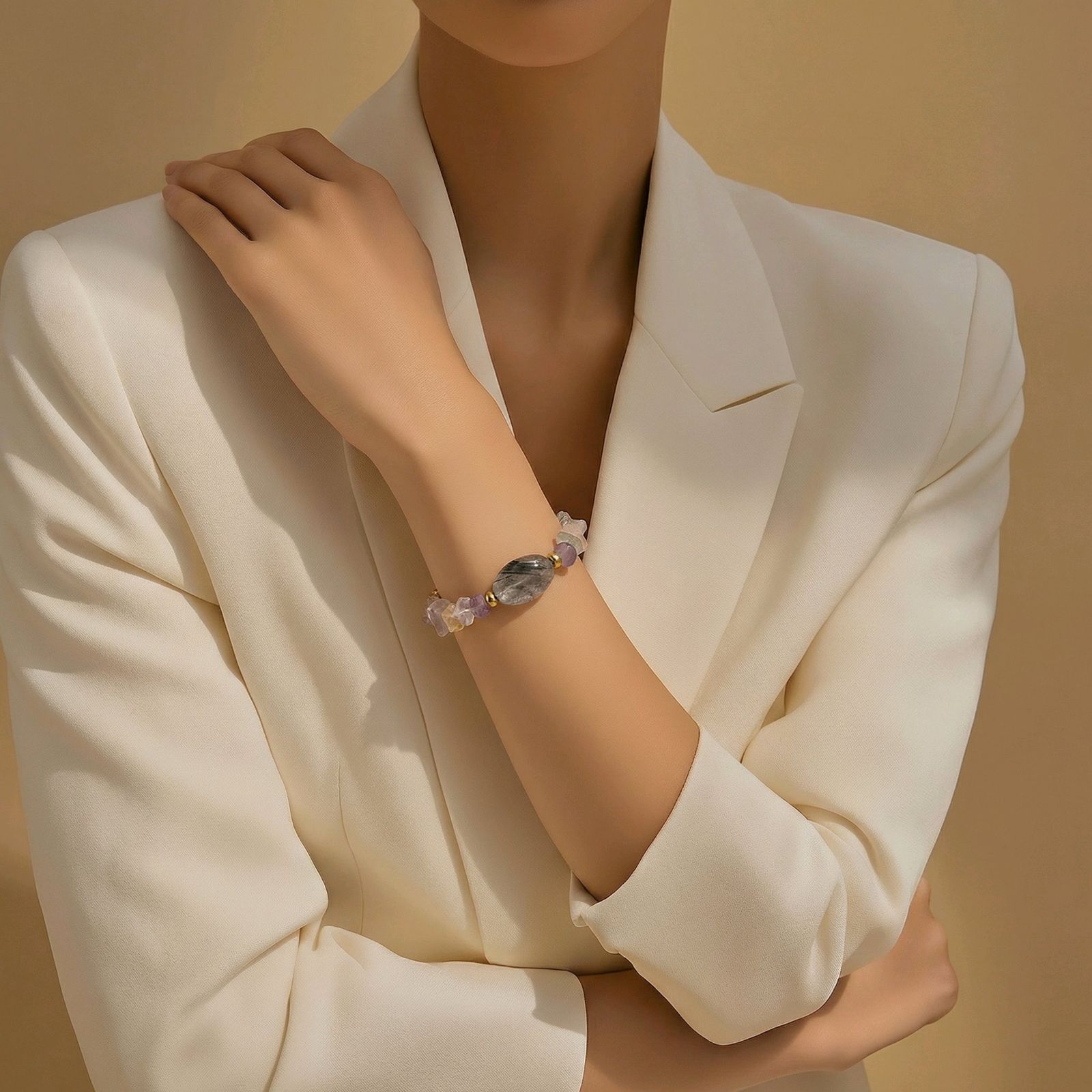 Βραχιόλι Χαλαζίας, Τουρμαλίνη, stainless steel - φωτογραφία 2